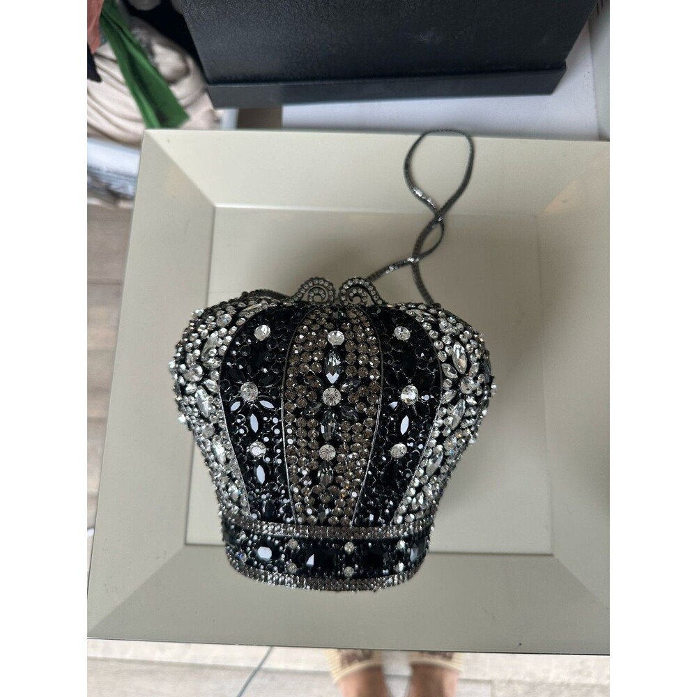 White Chocolate Royal Dreams Crown Shaped Crystal Clutch Purse Cocktail Evening